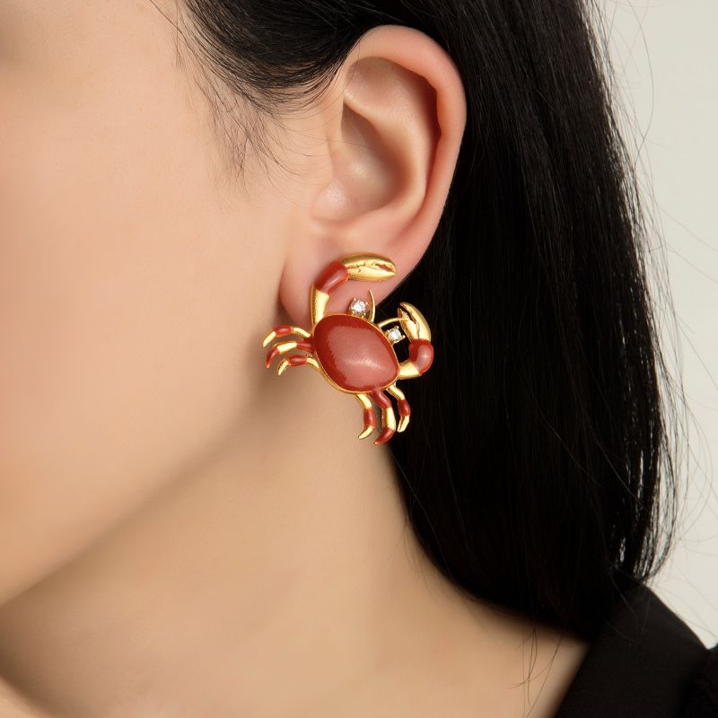 Orange Crab Earrings Milou Jewelry Wolf Badger