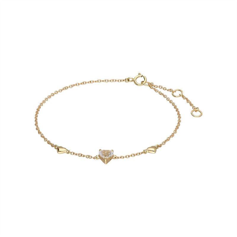 White Topaz Heart Bracelet In Yellow Gold image