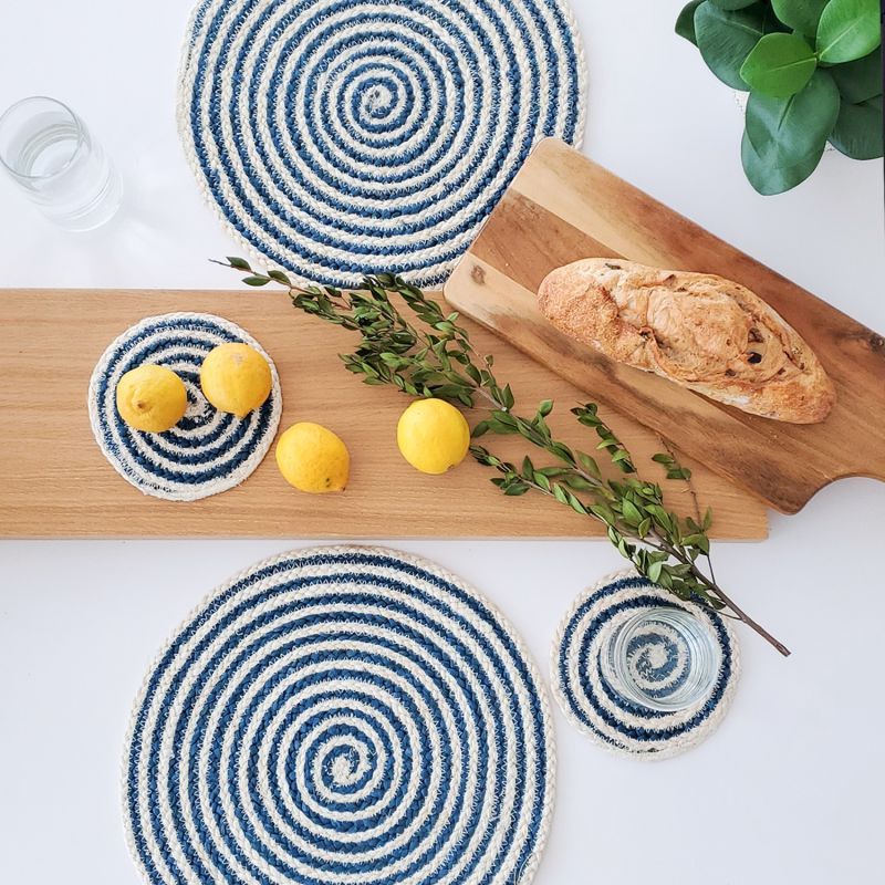 Kata Spiral Placemat In Blue - Set Of 4 image