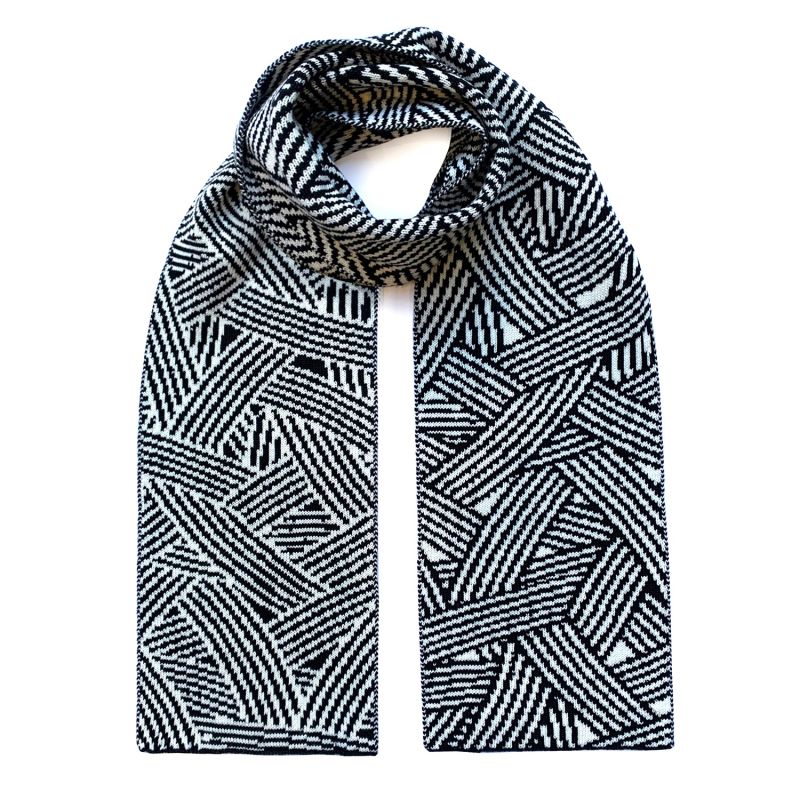 Geometric Striped Wool & Cashmere Scarf image