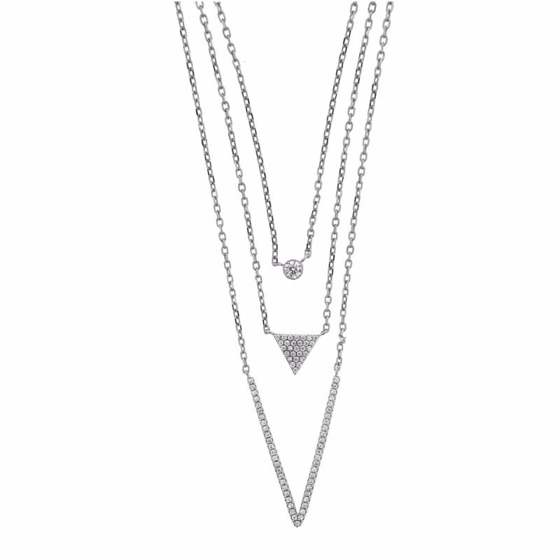 White Three Strand CZ Necklace image