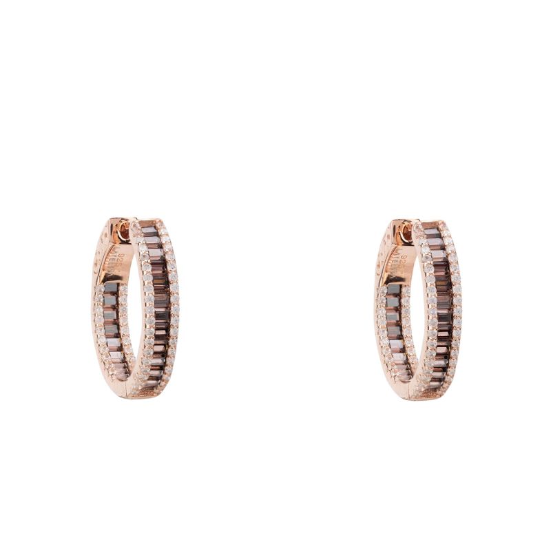 Baguette Hoop Earrings Small Rosegold Champagne image