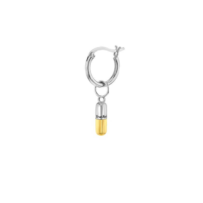 2 Tone Sterling Silver & 18Kt Gold Plated Mini Pill Pendant image