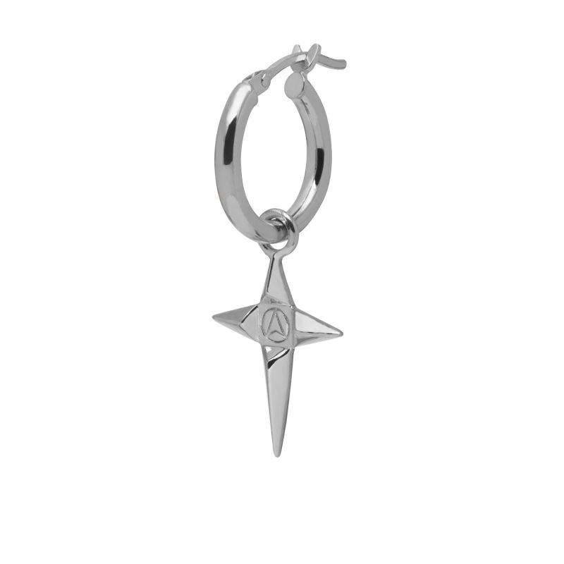 Star Hoop Earring In Oxidised Silver image