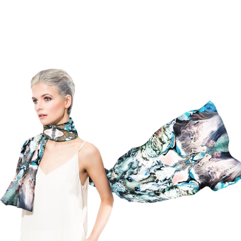 Ocean Depths Large Silk Scarf image