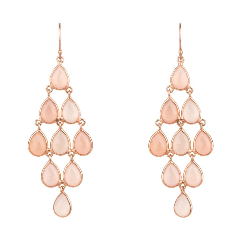 Erviola Gemstone Cascade Earrings Rose Gold Rose Quartz image