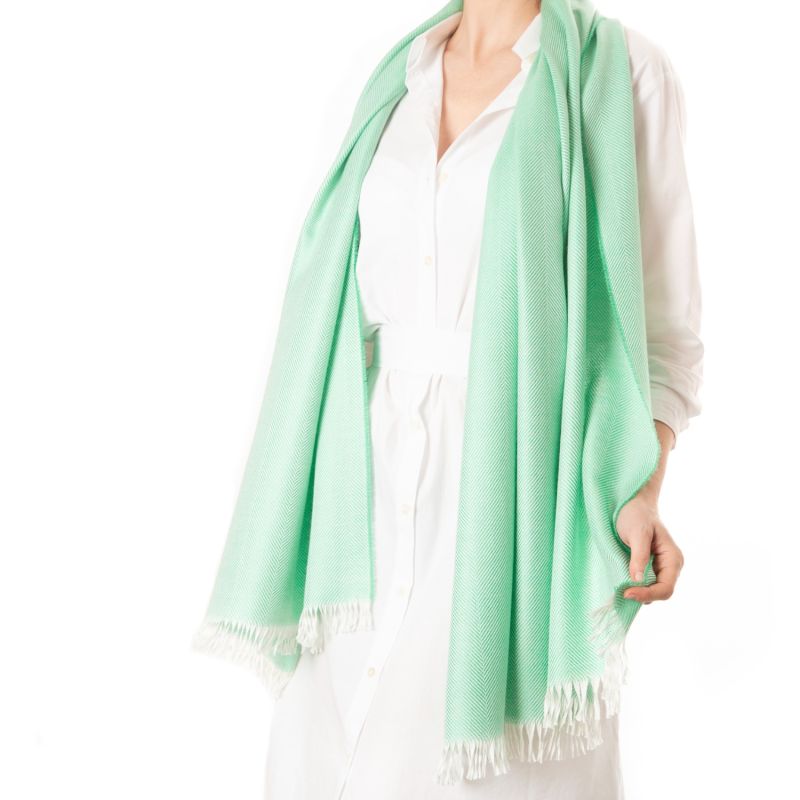 Marquee Spring Green Herringbone Cashmere & Silk Stole image