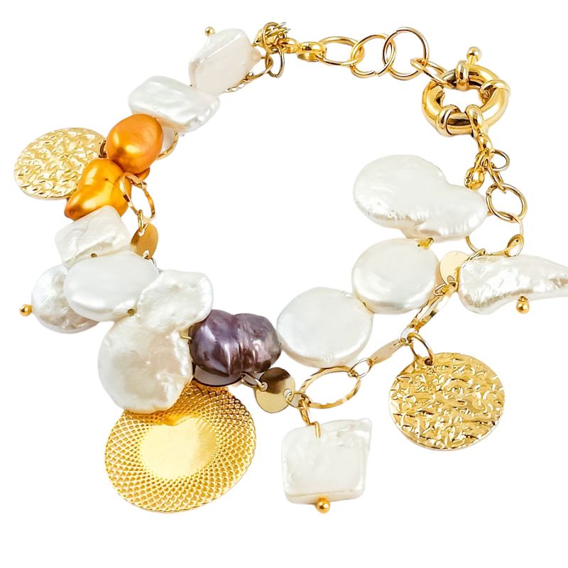 Stellar Multi Pearl & 24K Gold-Plated Coin Bracelet image