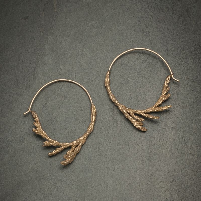 Sacred Cedar Hoop Earrings, Bronze image