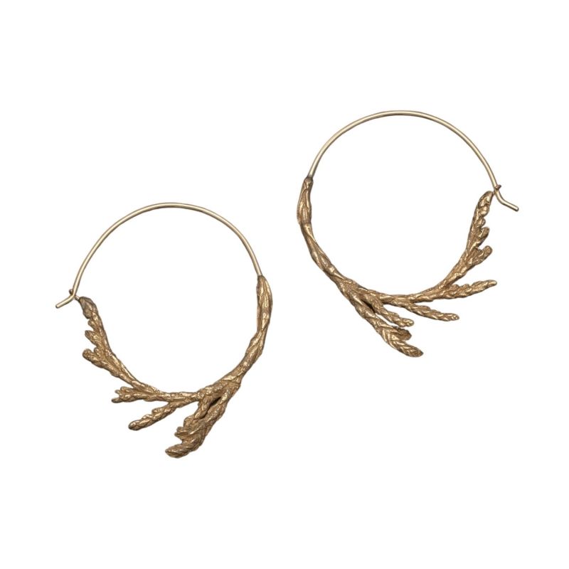 Sacred Cedar Hoop Earrings, Bronze image