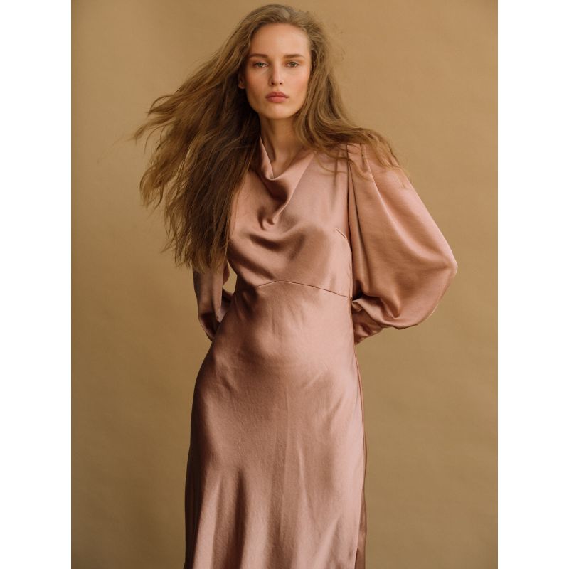 Sadie Blush Pink Cowl Neck Midi Dress image