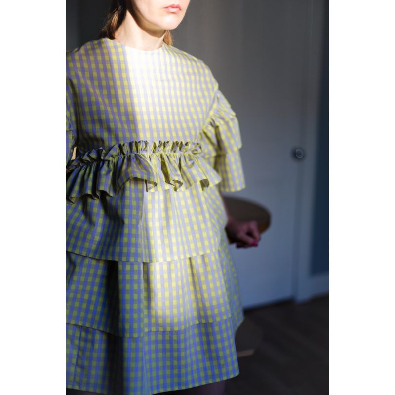 Saffron Yellow Gingham Mini Oversized Dress image