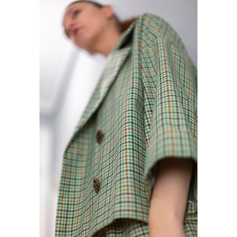 Sage Green Tartan Crop Jacket image