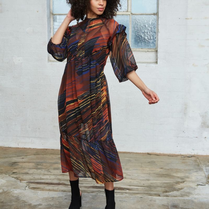 Sahara Printed Sheer Midi Dress by NUMBAT