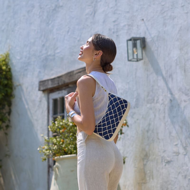 Sai Hand-Knotted Bag In Indigo image