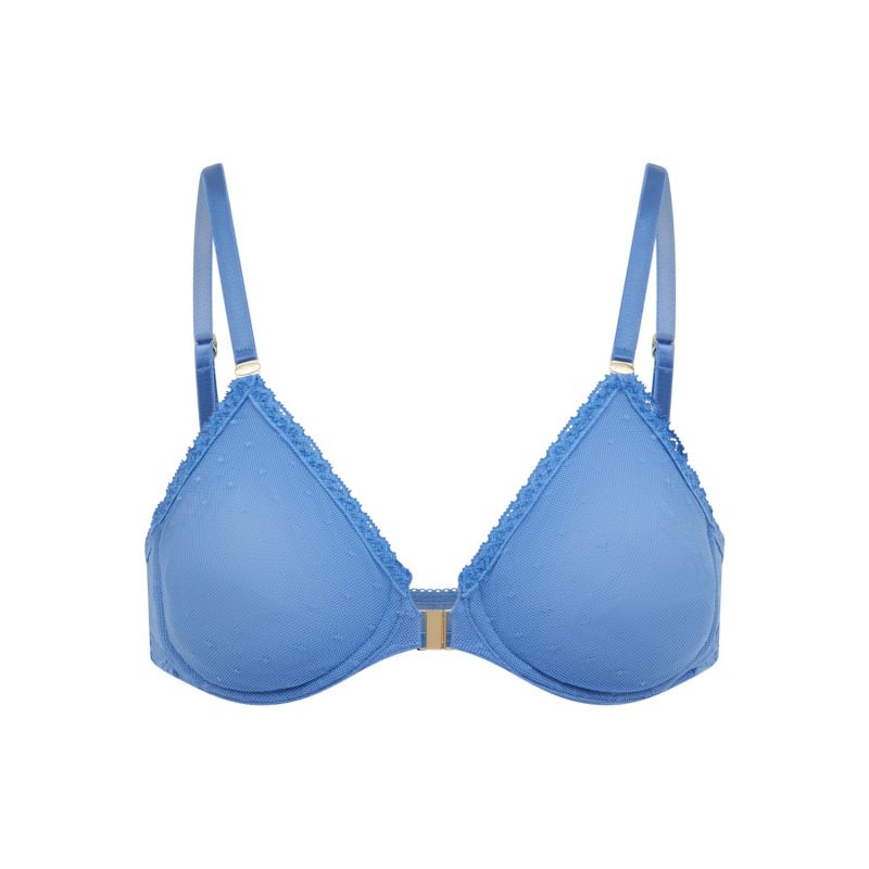 Sakura Front-Close Recycled-Lace Underwired Bra - Mountain Blue ...