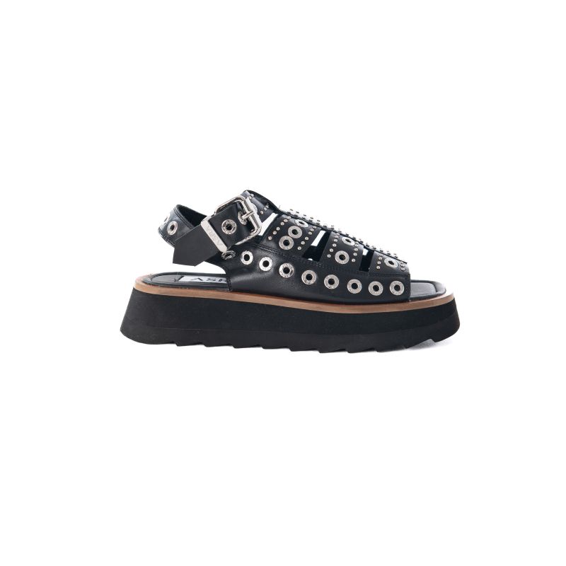 Sale - Black Leather Studded Sandal image