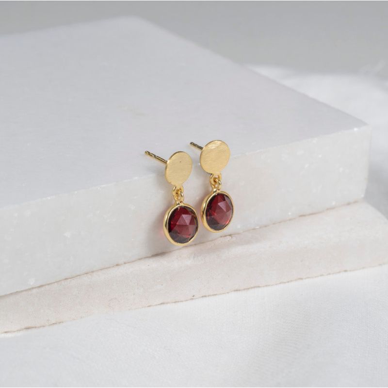 Salina Gold Vermeil Disc & Garnet Earrings image