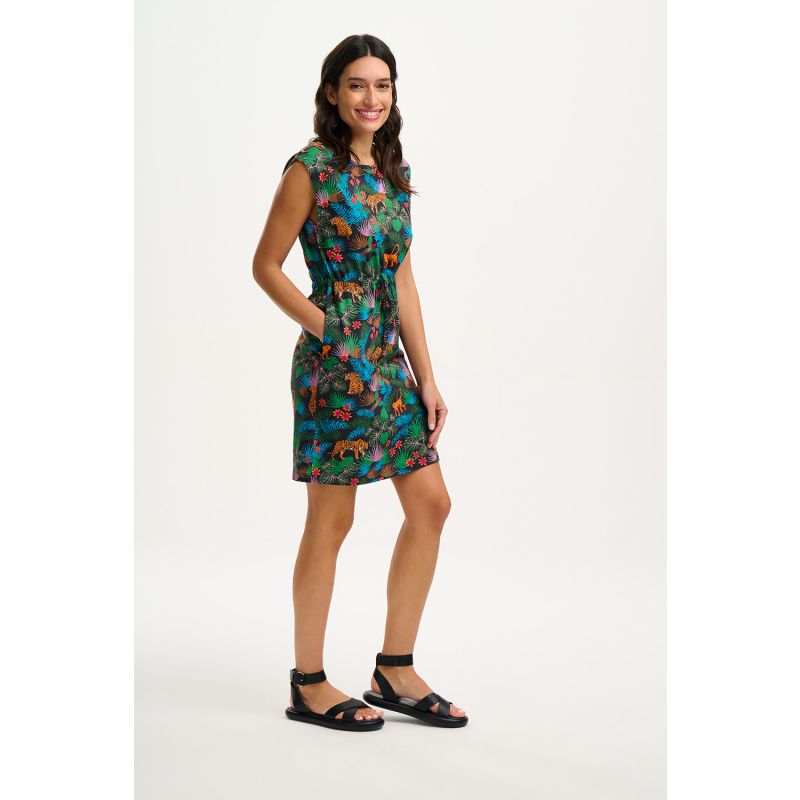 Sally Jersey Mini Dress Black/Multi, Jungle image