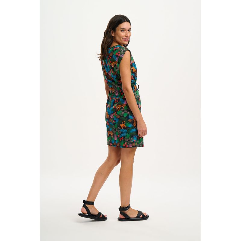 Sally Jersey Mini Dress Black/Multi, Jungle image