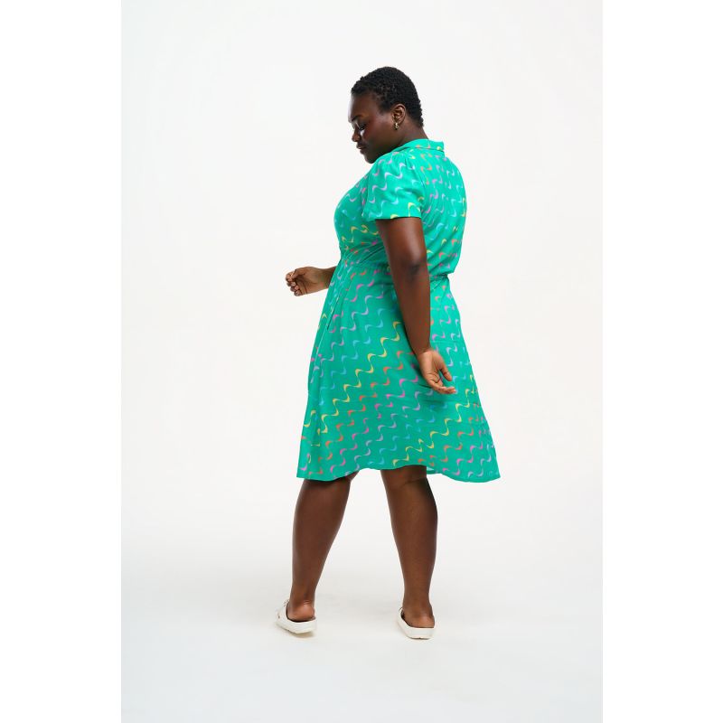 Salma Shirt Dress Green, Undulating Waves image