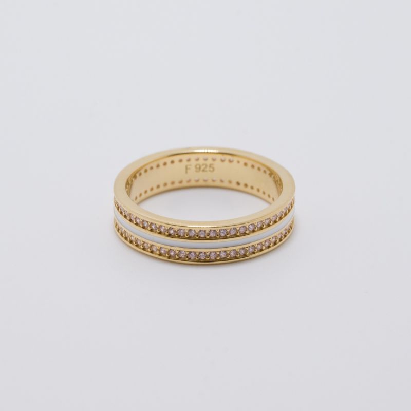 Sana Stones And White Enamel Gold Ring image