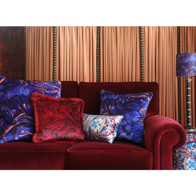 Sapphire Marbled Velvet Cushion image