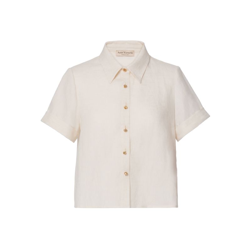 Sarah Linen Shirt - Cream White image