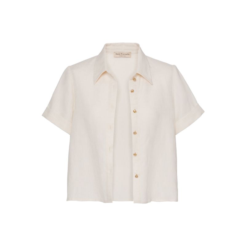 Sarah Linen Shirt - Cream White image