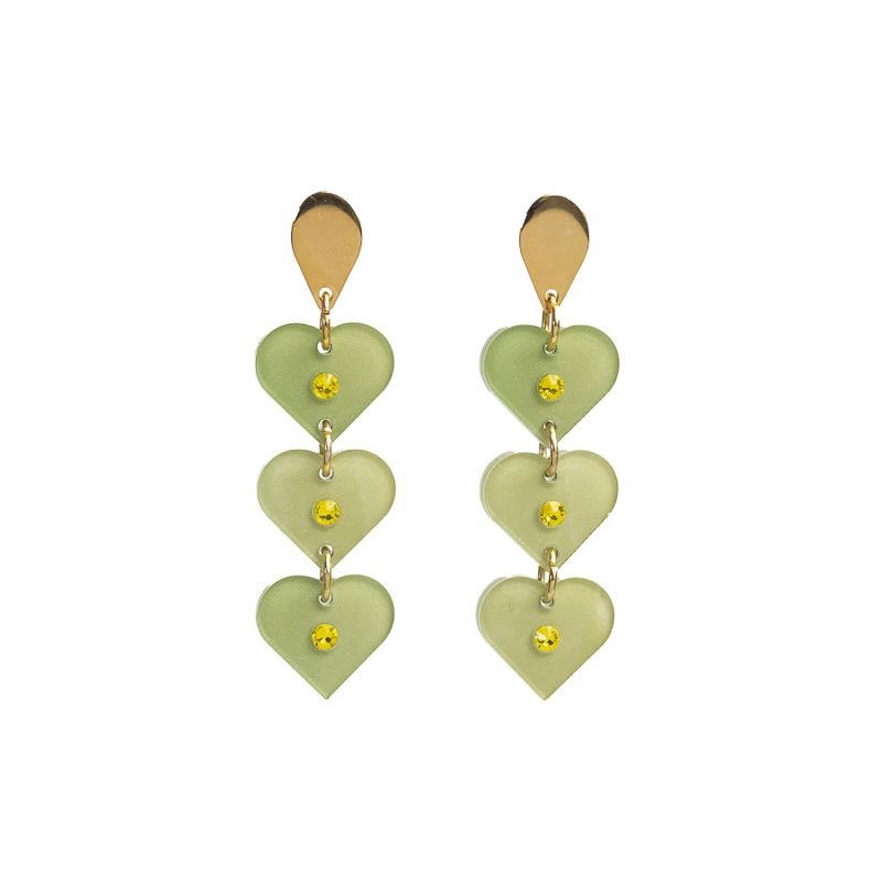 Crystal Heart Drop Earrings Jade image