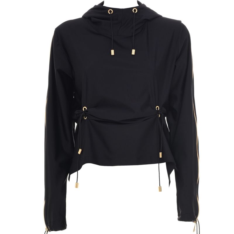 Elegant Tracksuit Hoodie With Golden Detail In Black image