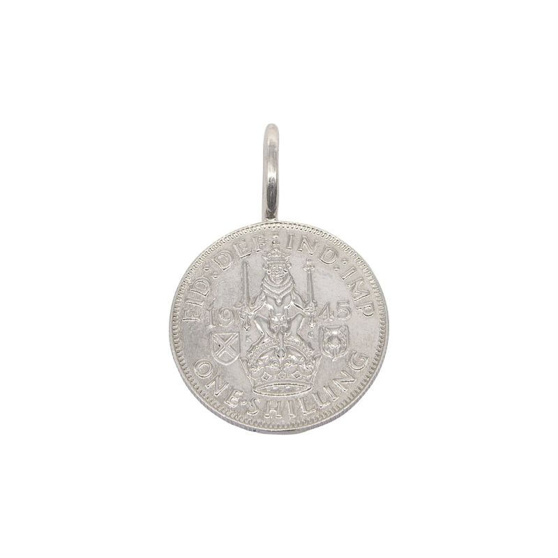 Scottish Shilling Coin Charm & Chain In Silver image