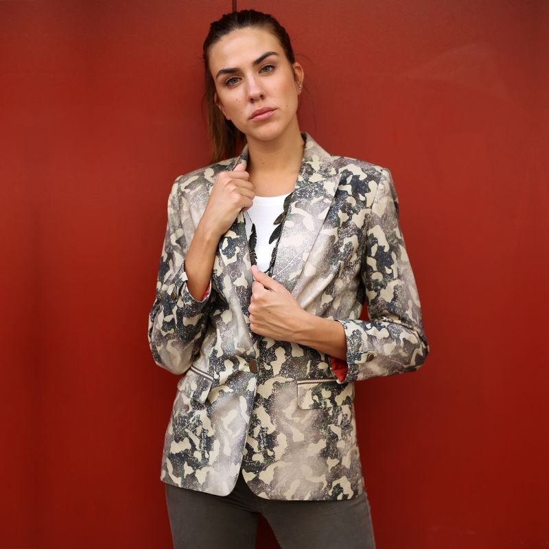 Camo Print Cotton Blazer Jacket image