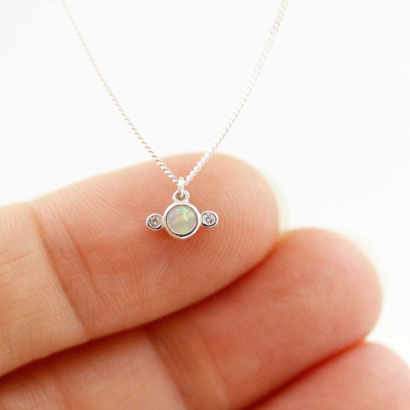 Opal & Diamonds Necklace – Silver image