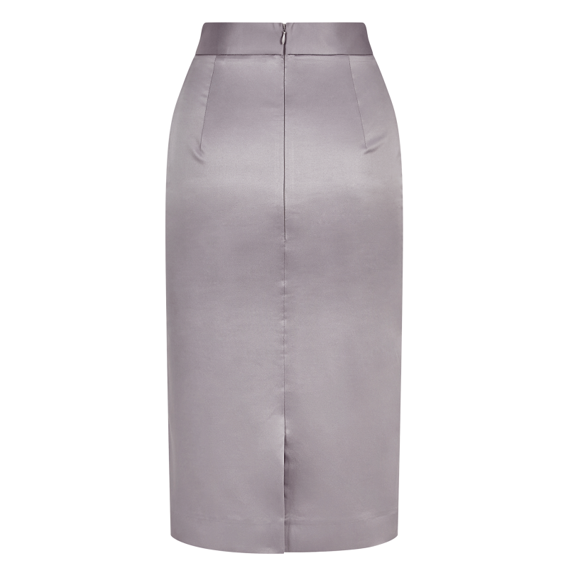 Cotton-Blend Sateen Pencil Skirt - Light Grey image