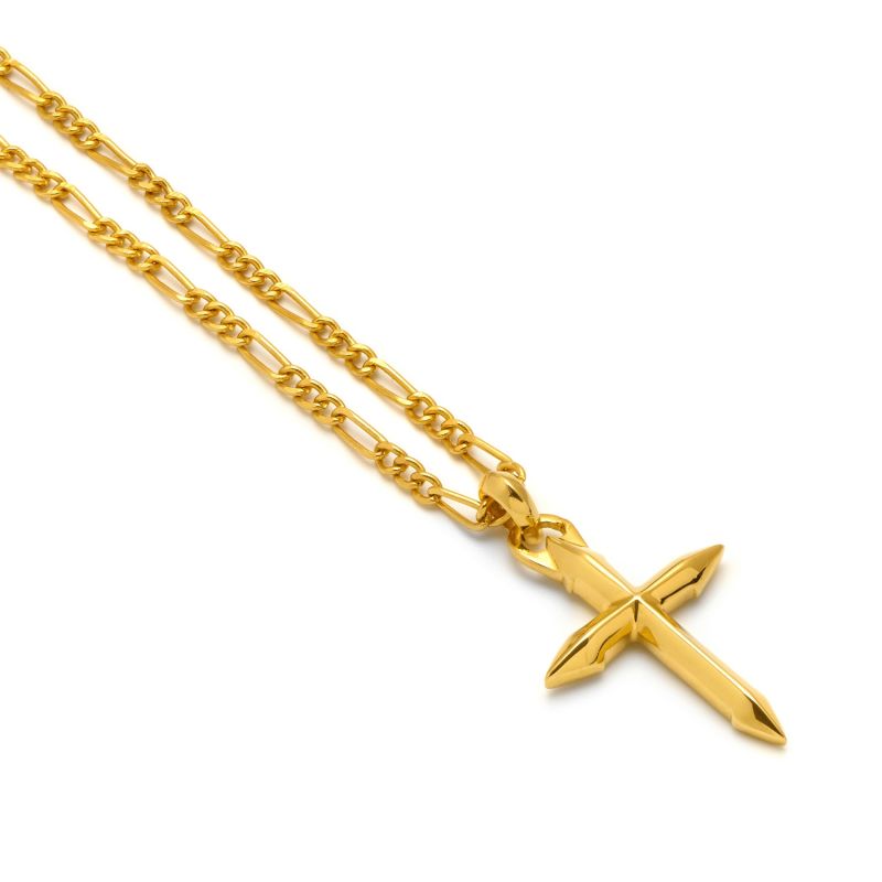 The Cross Figaro Chain Necklace In Gold image