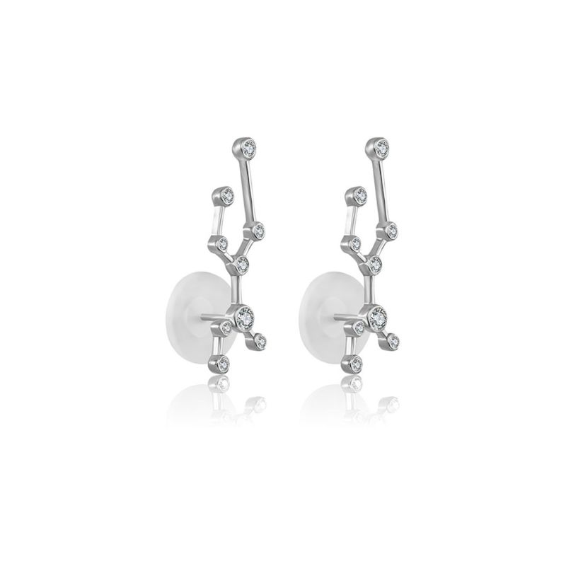 Virgo Zodiac Constellation Earring 18K White Gold & Diamond image