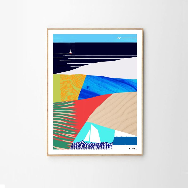 Seaside Vacation Vibes Art Print: Mediterranean And Tropical Destinations - Multicolour image