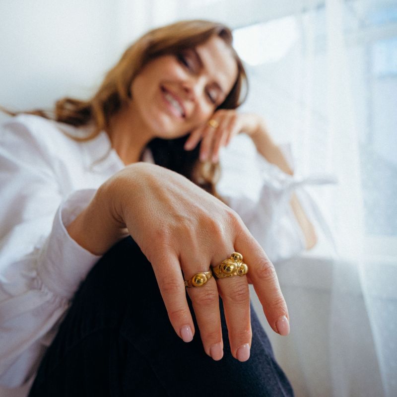 Seaweed Ring One Bladder Gold Plated Kathrine Lindman Norwegian
