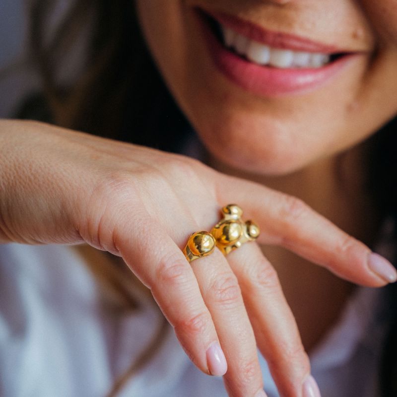 Seaweed Ring One Bladder Gold Plated Kathrine Lindman Norwegian