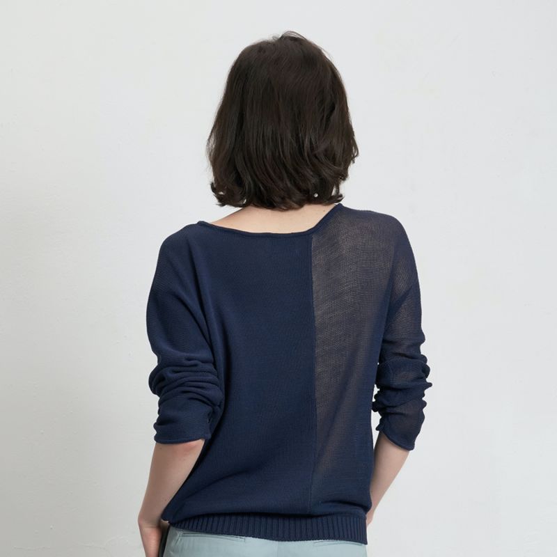 Semi Sheer Cotton Sweater Midnight Blue image