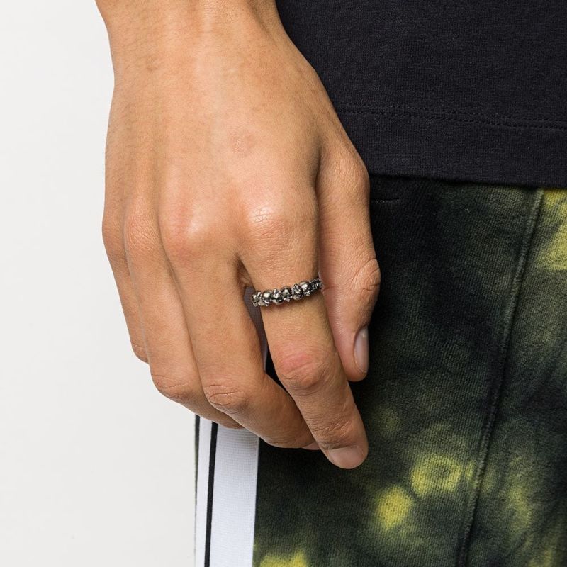 Septem Skull Band Ring In Gunmetal image