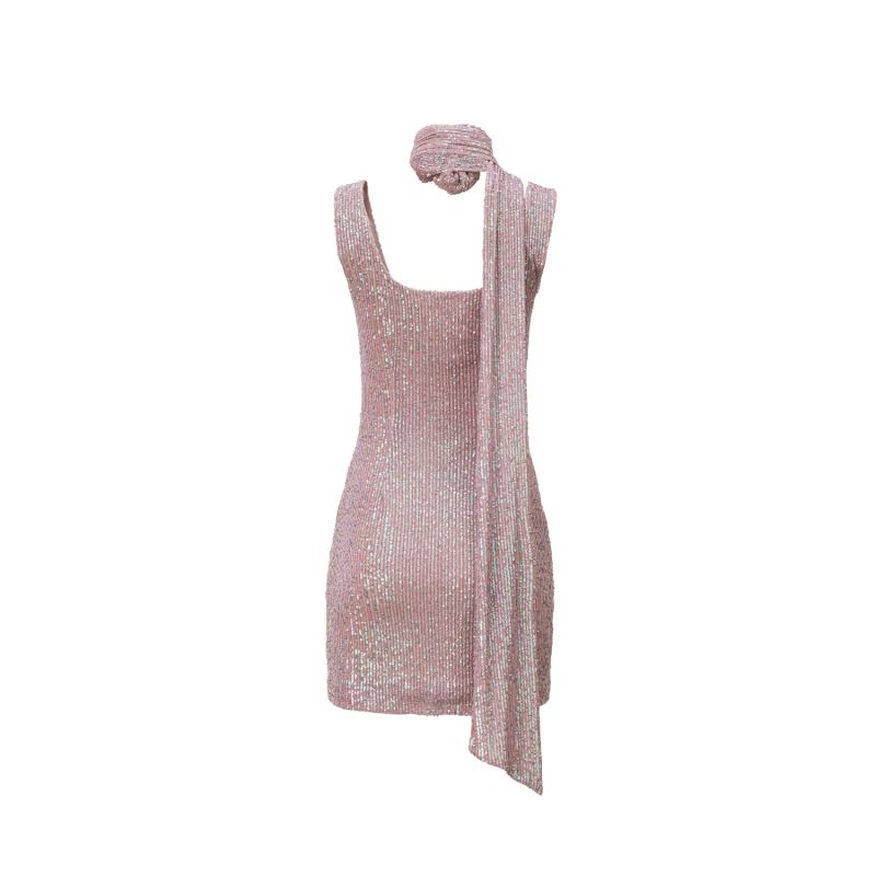 Sequin-Embellished Minidress In Pink image