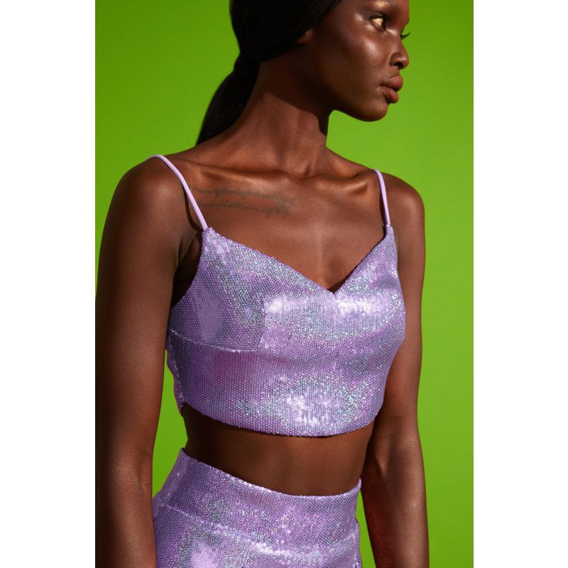 Purple sequin crop top hotsell
