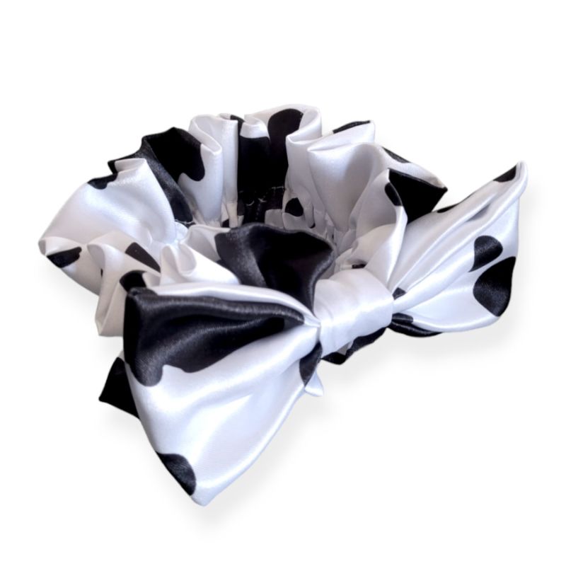 Serena Scrunchie - Cow Print Black And White image