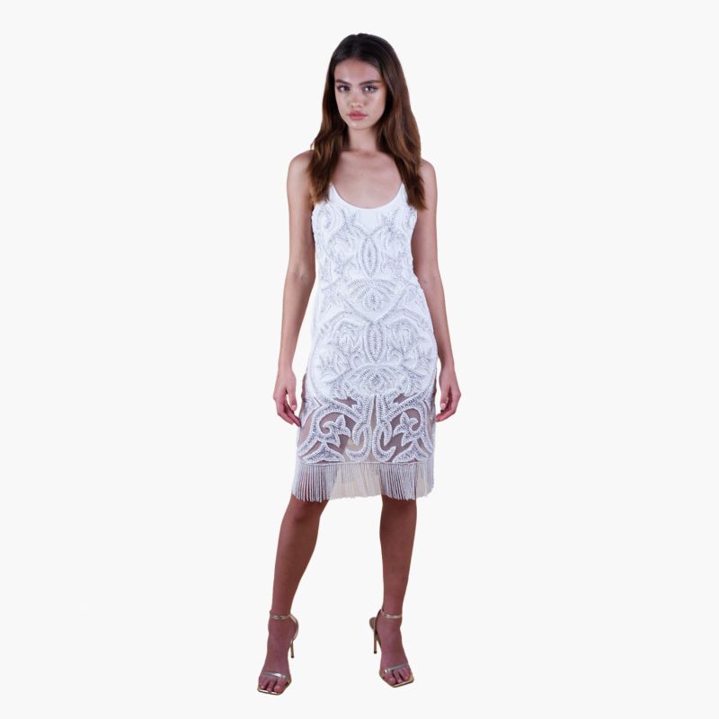 Serenity Hand Beaded Fringe Midi Dress image