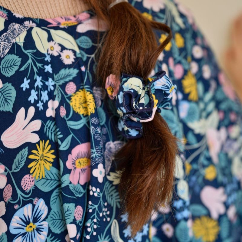 Set Of Four Pink And Botanical Scrunchies image