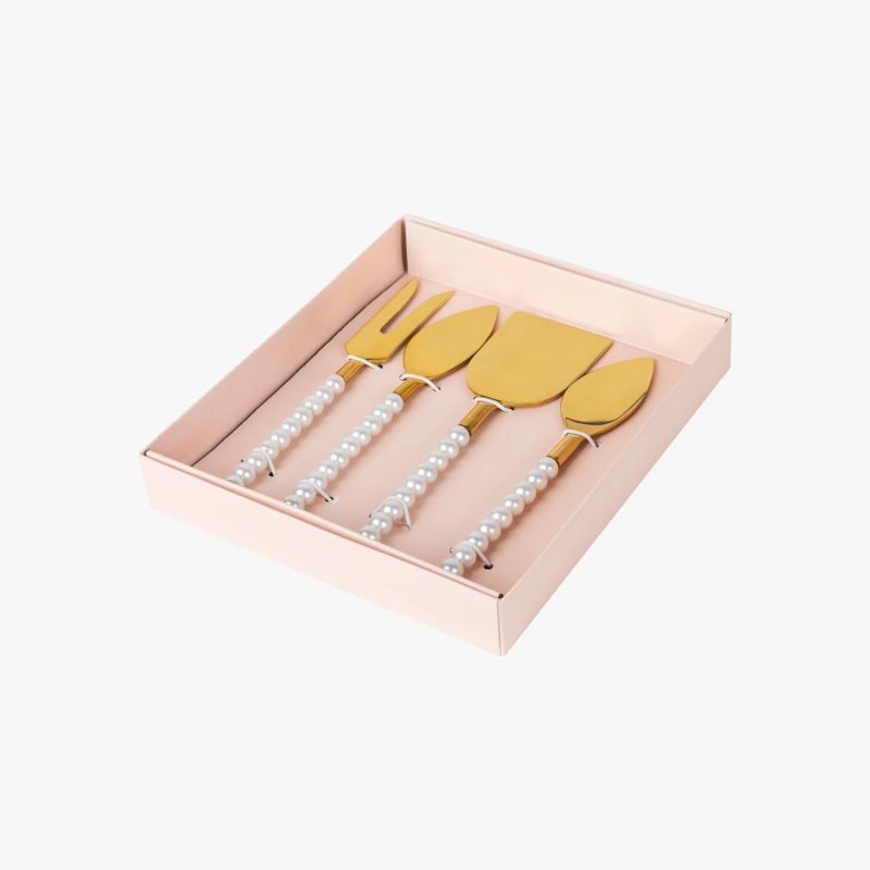 Lepelclub Gold Pearl Cheese Knives Set image