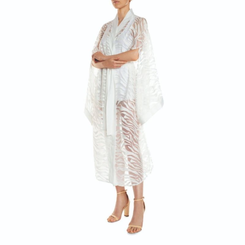 Sevilla Off-White Color, Sheer Zebra Patterned Design Kimono image