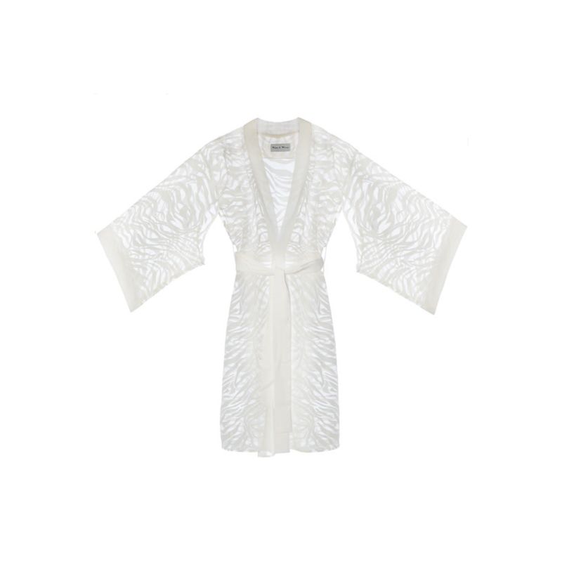 Sevilla Off-White Color, Sheer Zebra Patterned Design Kimono image